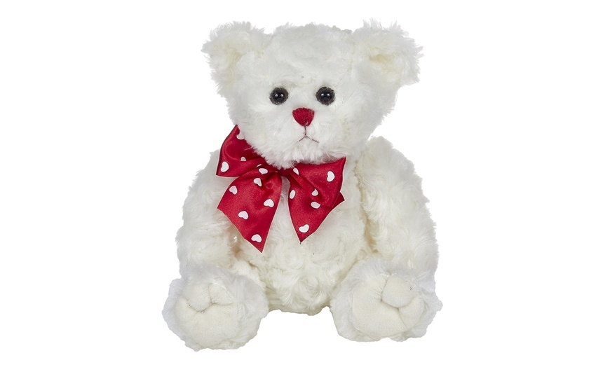 Image 3: Bearington  11" Plush Stuffed Animal Teddy Bear  White   Chrome Plated Tulip