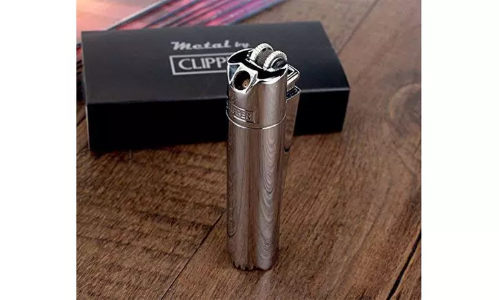 Clipper Metal Cigarette Lighter -45 Angle Soft Flame Butane Gas Refillable w/box - Second Medium