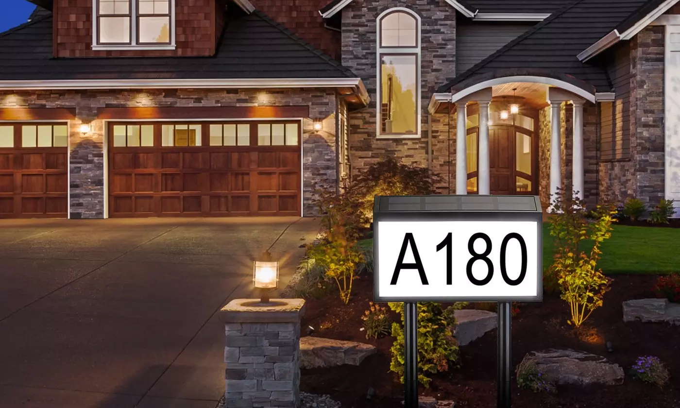 iMounTEK Solar LED Address Sign Light Ground Stake House Numbers Address Plaque - Primary Image