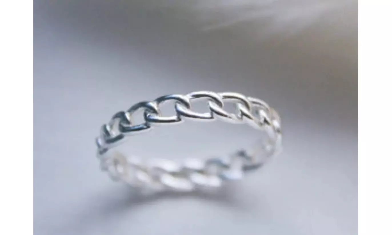 925 Sterling Silver Dainty Curb Band Ring