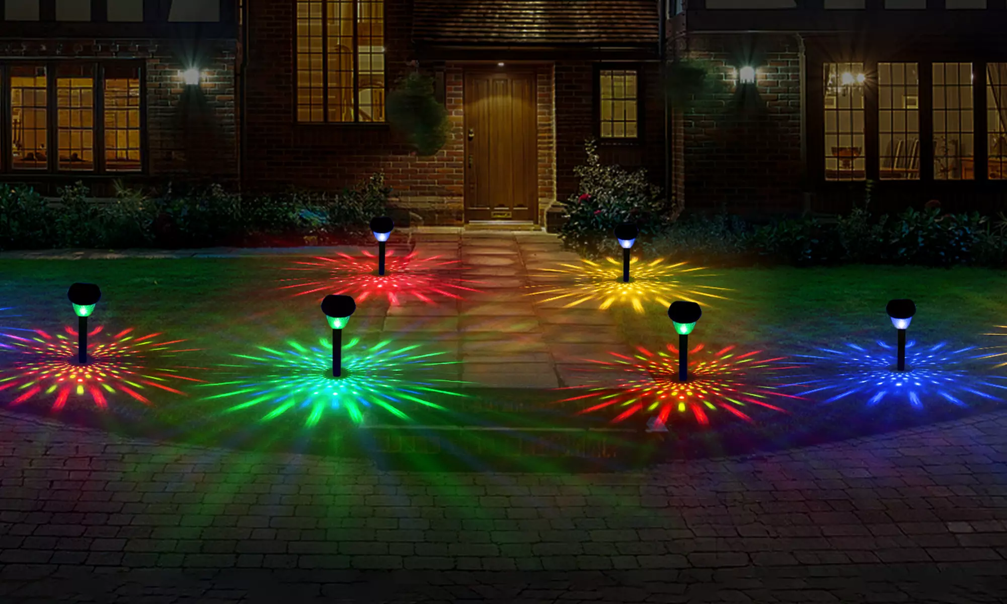 6- or 12- Pack Solar Waterproof Dynamic Pattern Garden Pathway Outdoor Lights - Primary Image