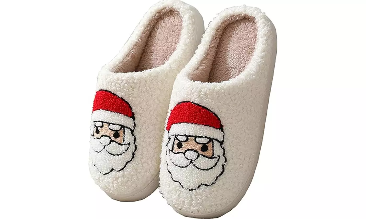 Cute Christmas Slippers for Women Warm Plush House Shoes