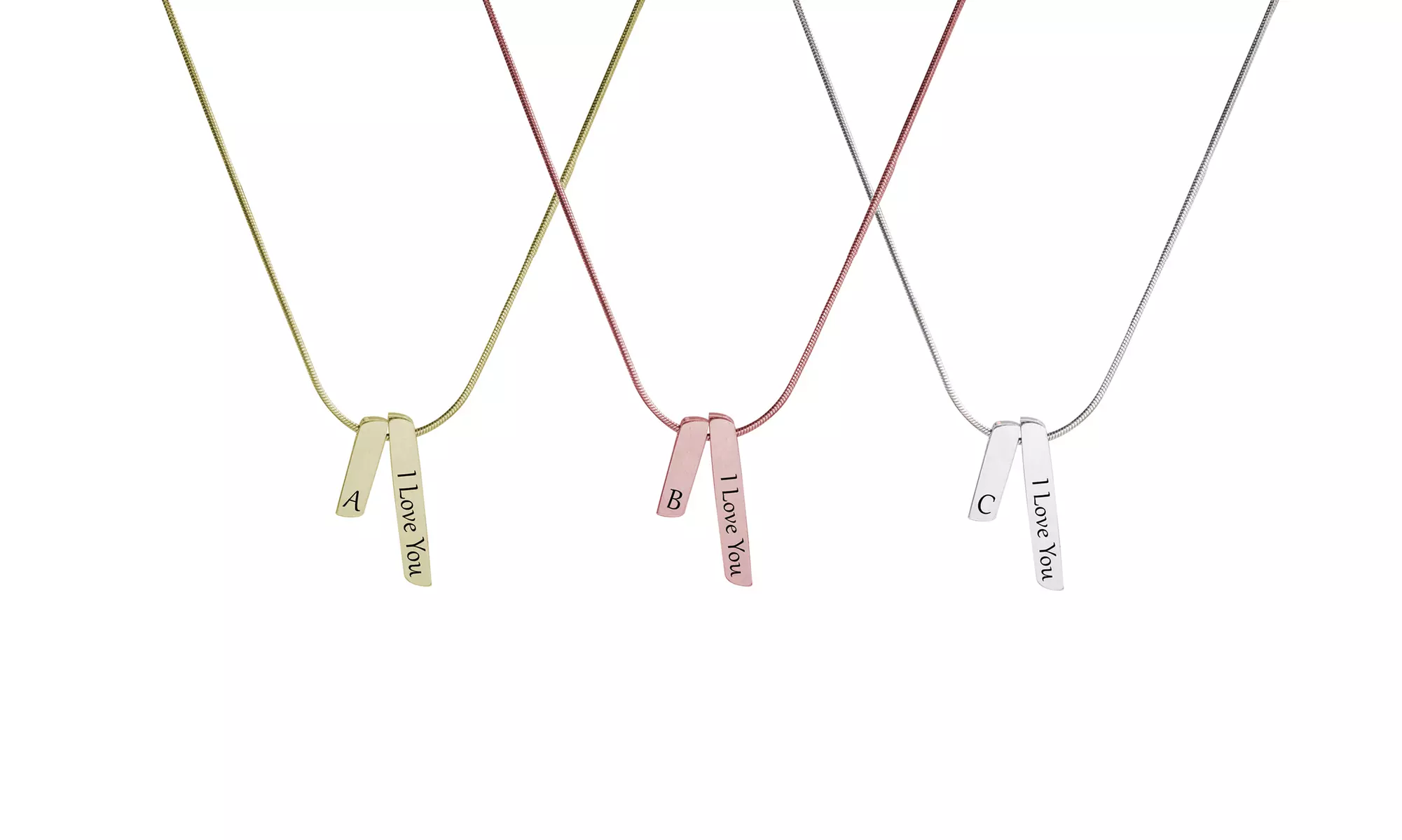 Double Bar Initial Necklace By Pink Box - Primary Image