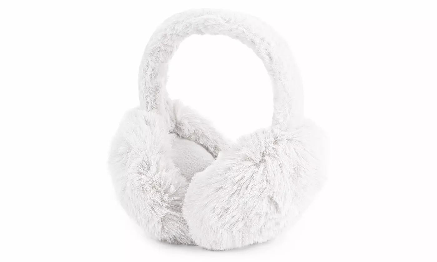 Womens Winter Glove Foldable Faux Fur Earmuffs Set
