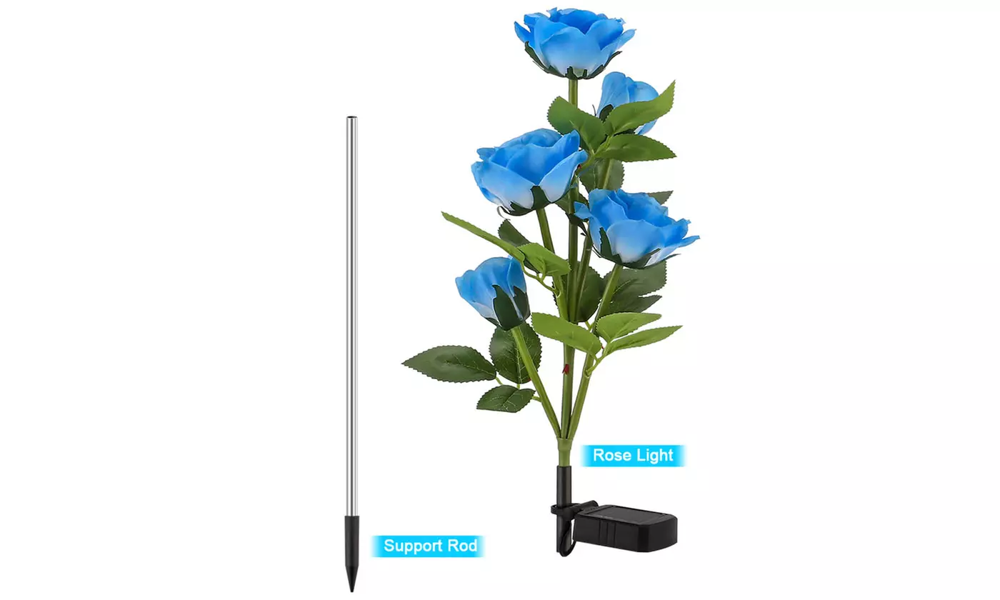 Solar Powered Waterproof Outdoor Solar Garden Stake Lights LED Rose Flowers