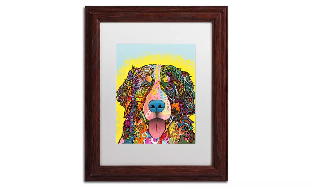 Dean Russo 'Bernese Mountain Dog' Matted Wood Framed Art - Primary Image