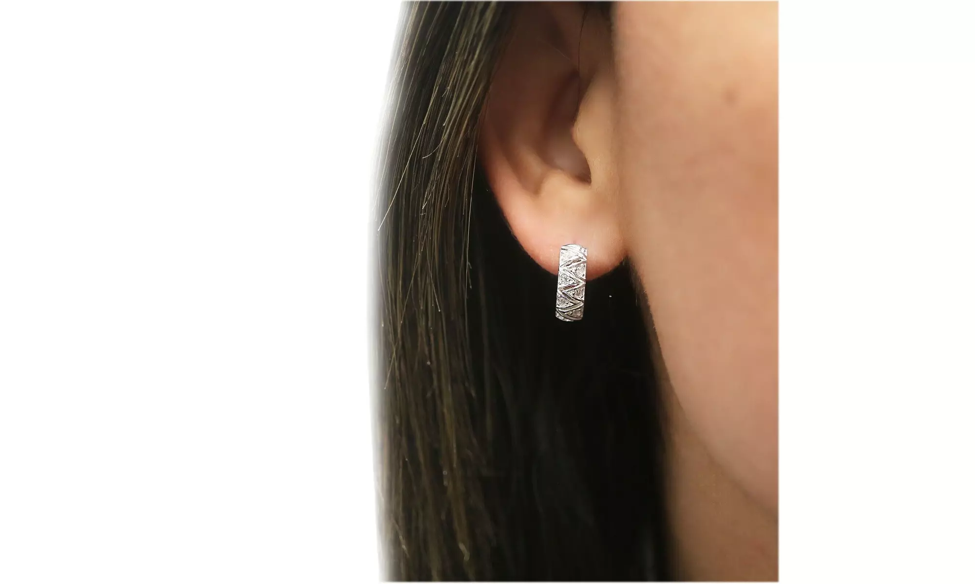 925 Sterling Silver Cubic Zirconia Huggie Hoop Earrings 3 Styles