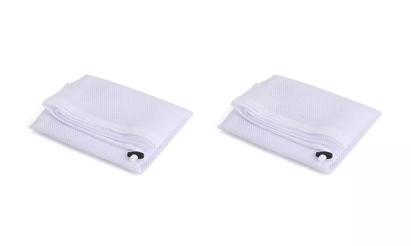 2Pcs Heavy Duty Laundry Bag Large Mesh Wash Clothes With Drawstring Top Closure