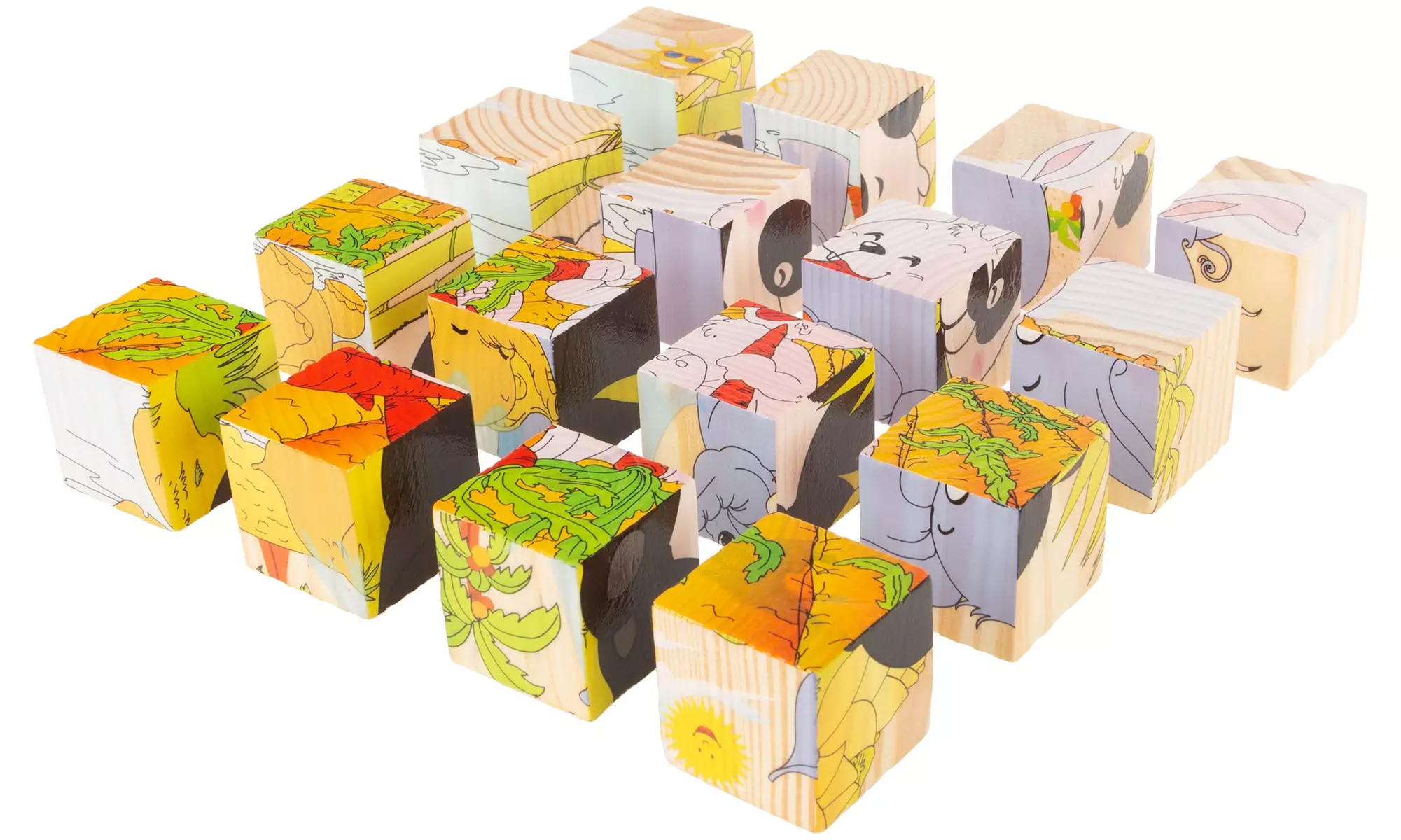 Hey! Play! 16 Wood Cube Block Puzzle 6-in-1 Set - Second Medium