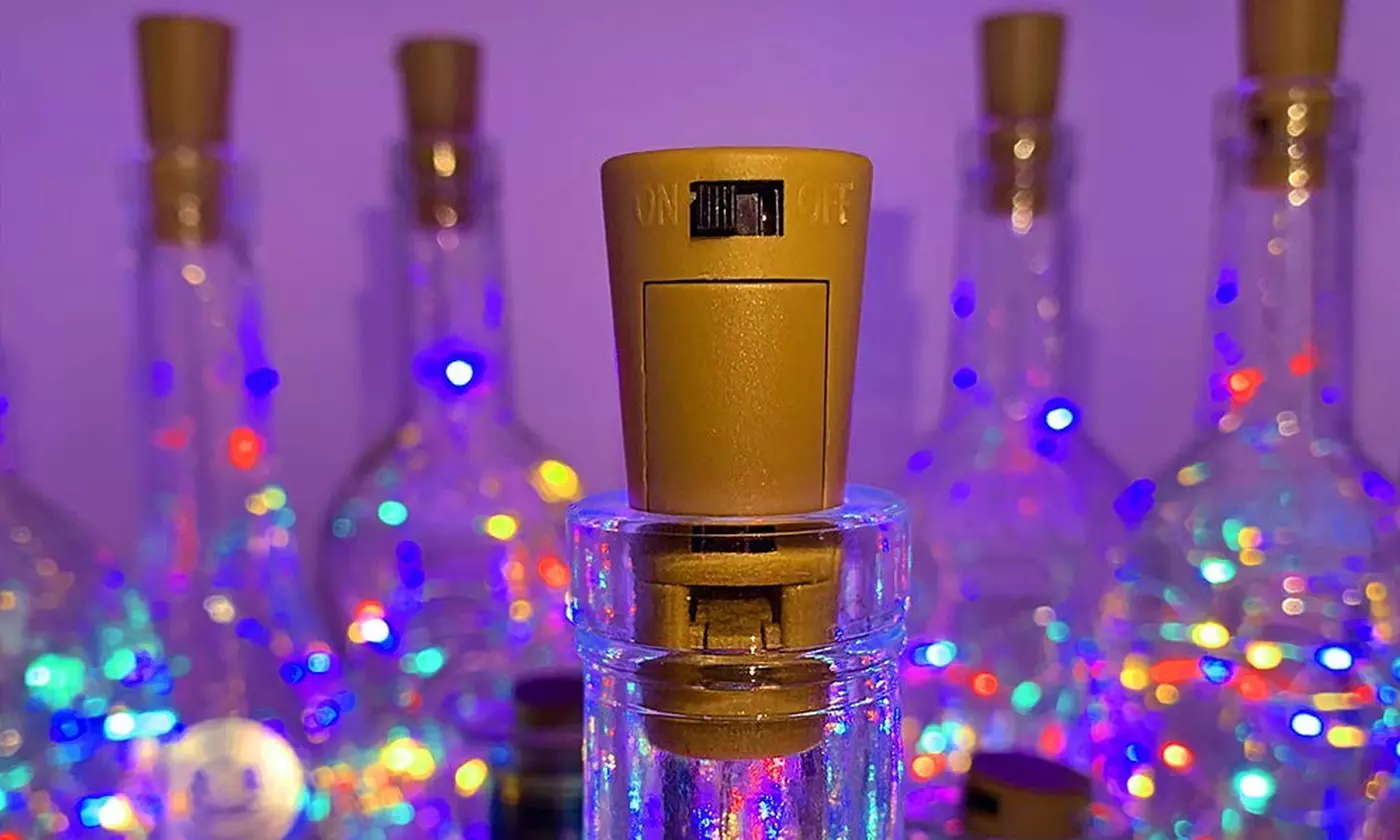 6 Pack 20 LED Wine Bottle Cork Lamp Fairy String  Lights for DIY Wedding Party