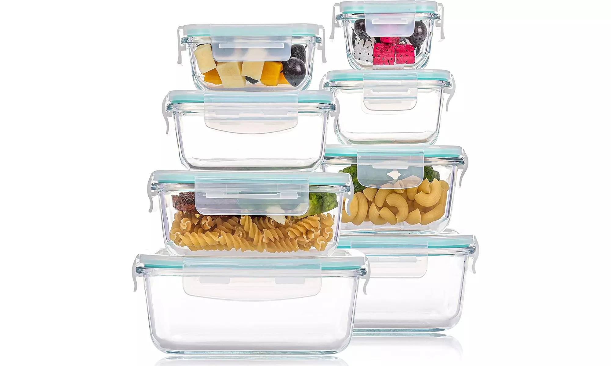 8 Pack Glass Food Storage Containers with Lids - Primary Image