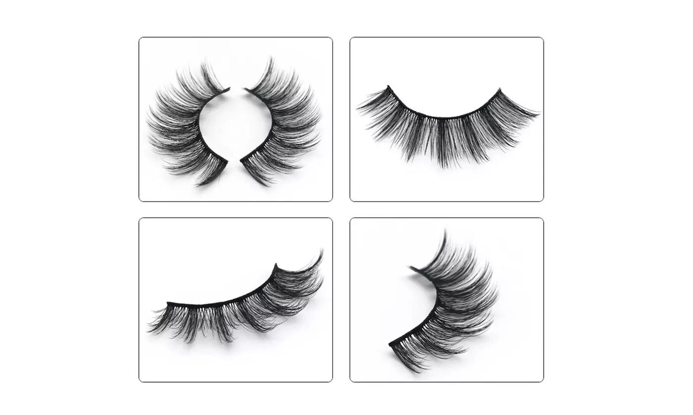 Pack of 5 Pairs 3D Mink Fur False Eyelashes Full Strips Thick Cross Long Lashes