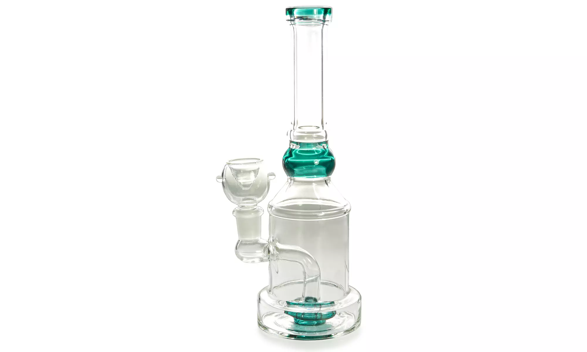 Glass Bubbler with Fixed Diffuser Downstem with Teal Accent - Second Medium