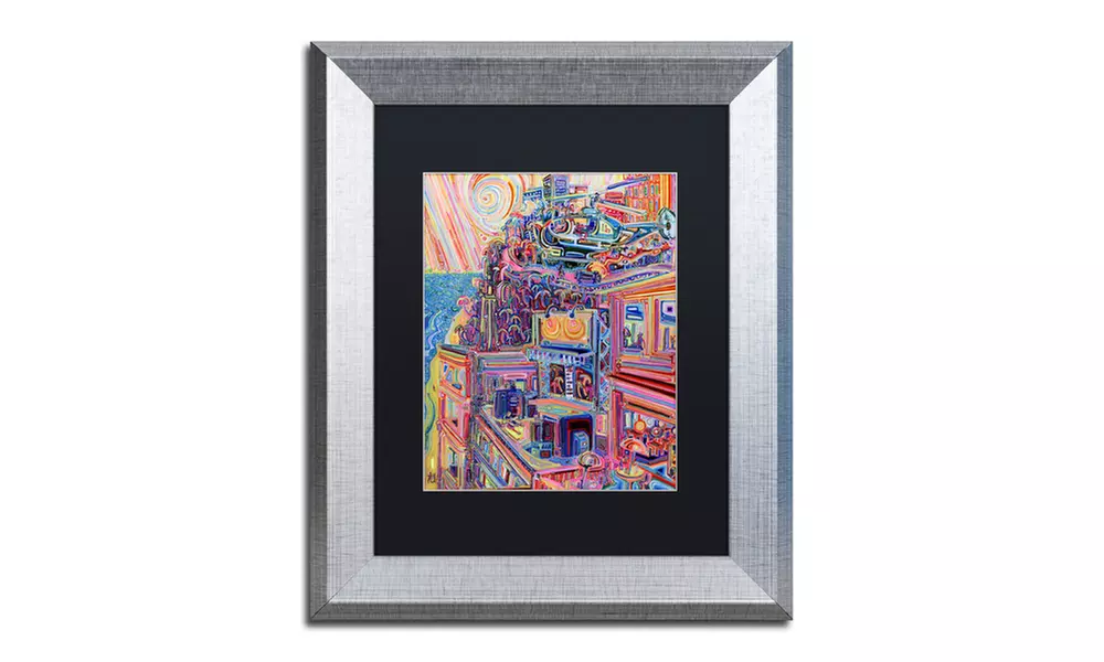 Josh Byer 'The Beach Far Below' Matted Silver Framed Art - Primary Image