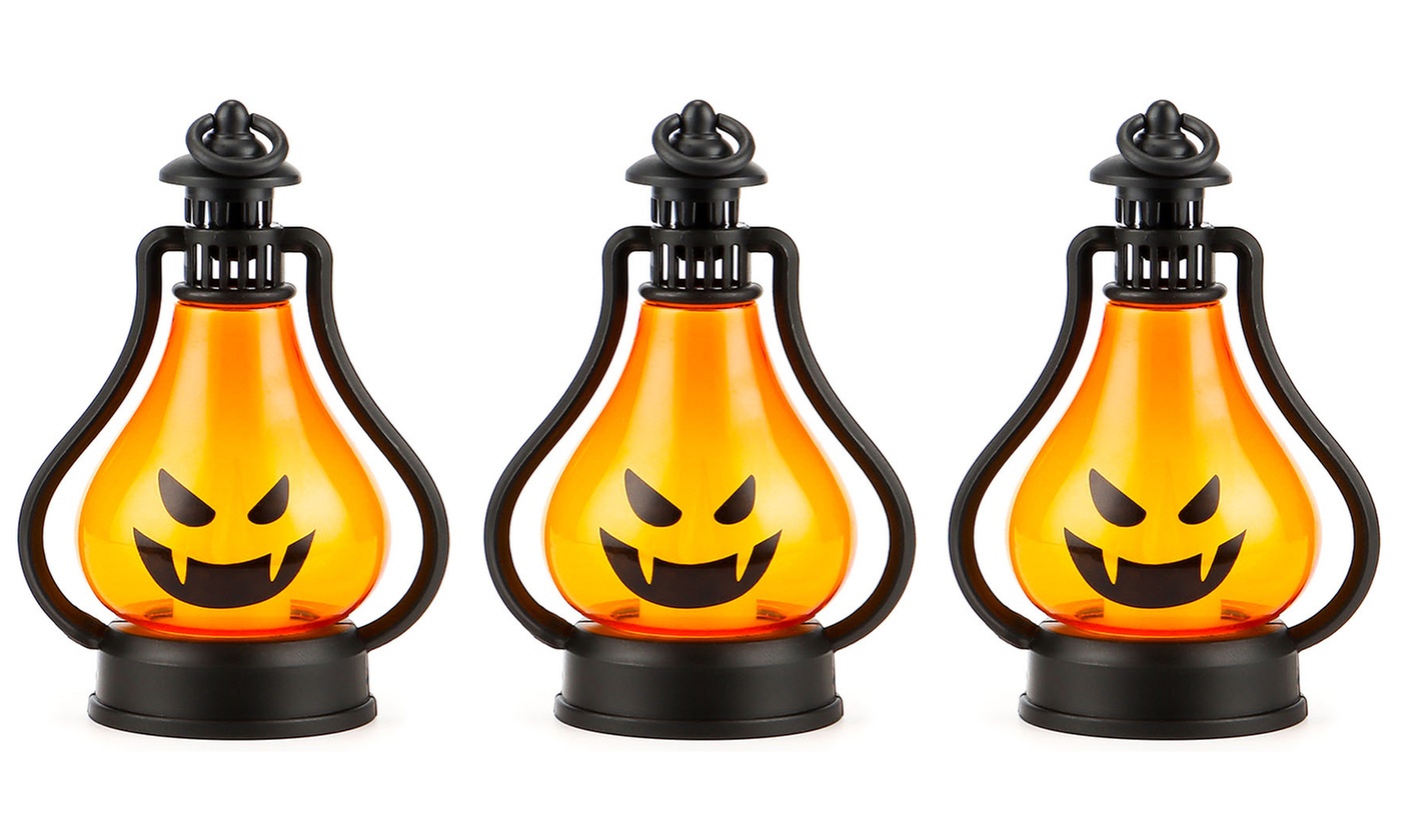 Halloween Lamp Flame LED Lantern Hanging Decor Pumpkin Witch Light Party
