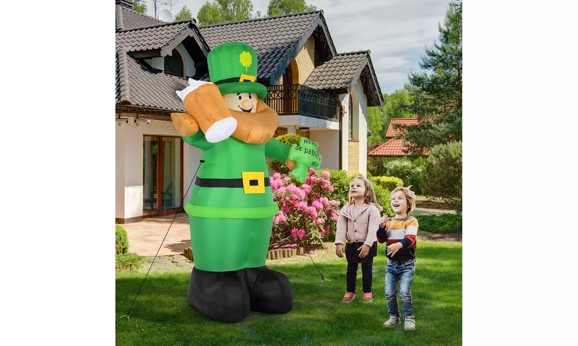 Costway 8ft St Patricks Day Inflatable Leprechaun Irish Day Blow up Lighted Doll - Primary Image
