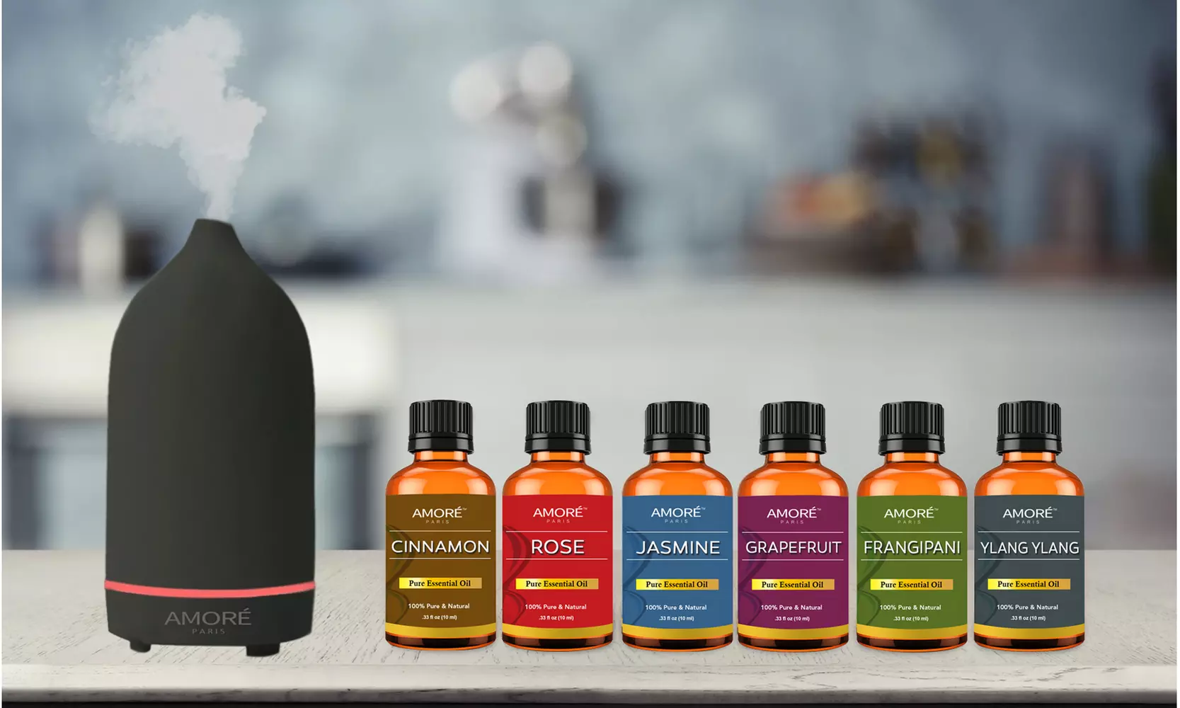Ceramic Ultrasonic Aromatherapy Essential Oil Diffuser with Optional Oils Set - Second Medium