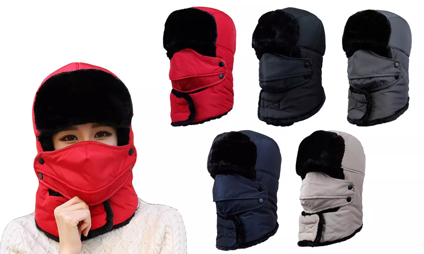 Unisex Winter Windproof Warm Ski Hat Trapper Aviator Trooper Earflap - Primary Image