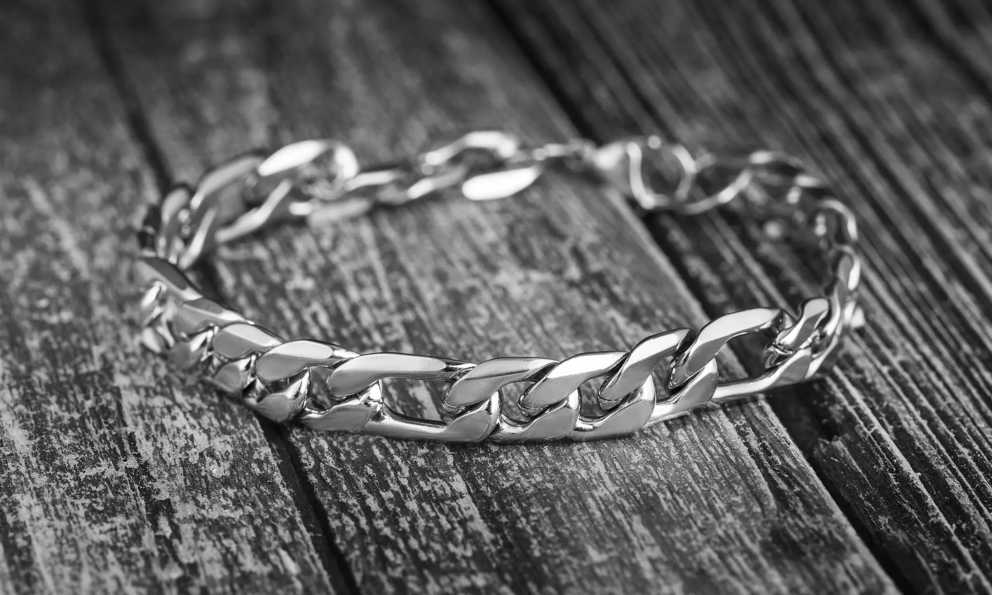 Simply Steel Mens Stainless Steel 10MM Figaro or Curb 9" Chain Bracelet - Second Medium
