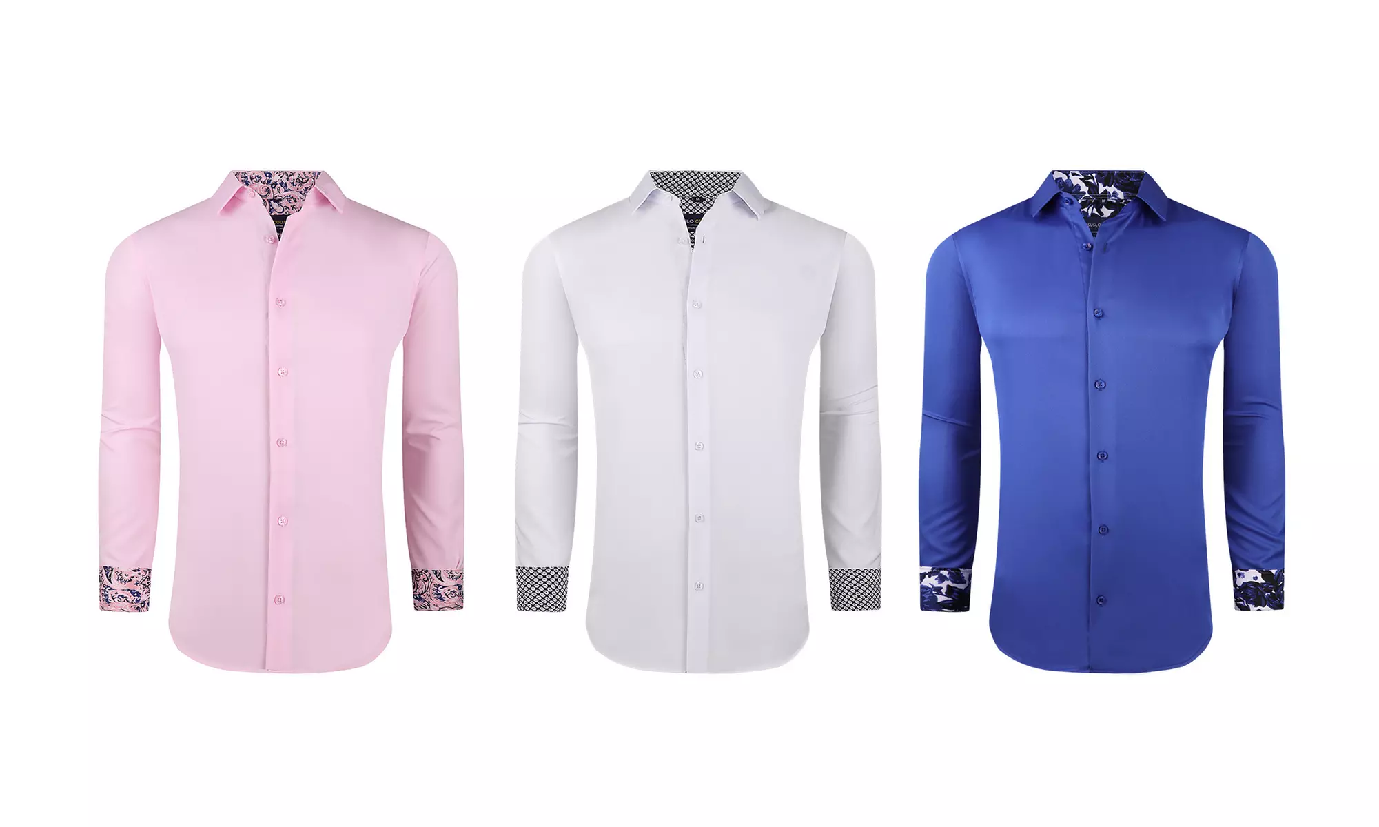 Sulso Couture Men's Long Sleeve Performance Solid Sateen Button Down - Primary Image