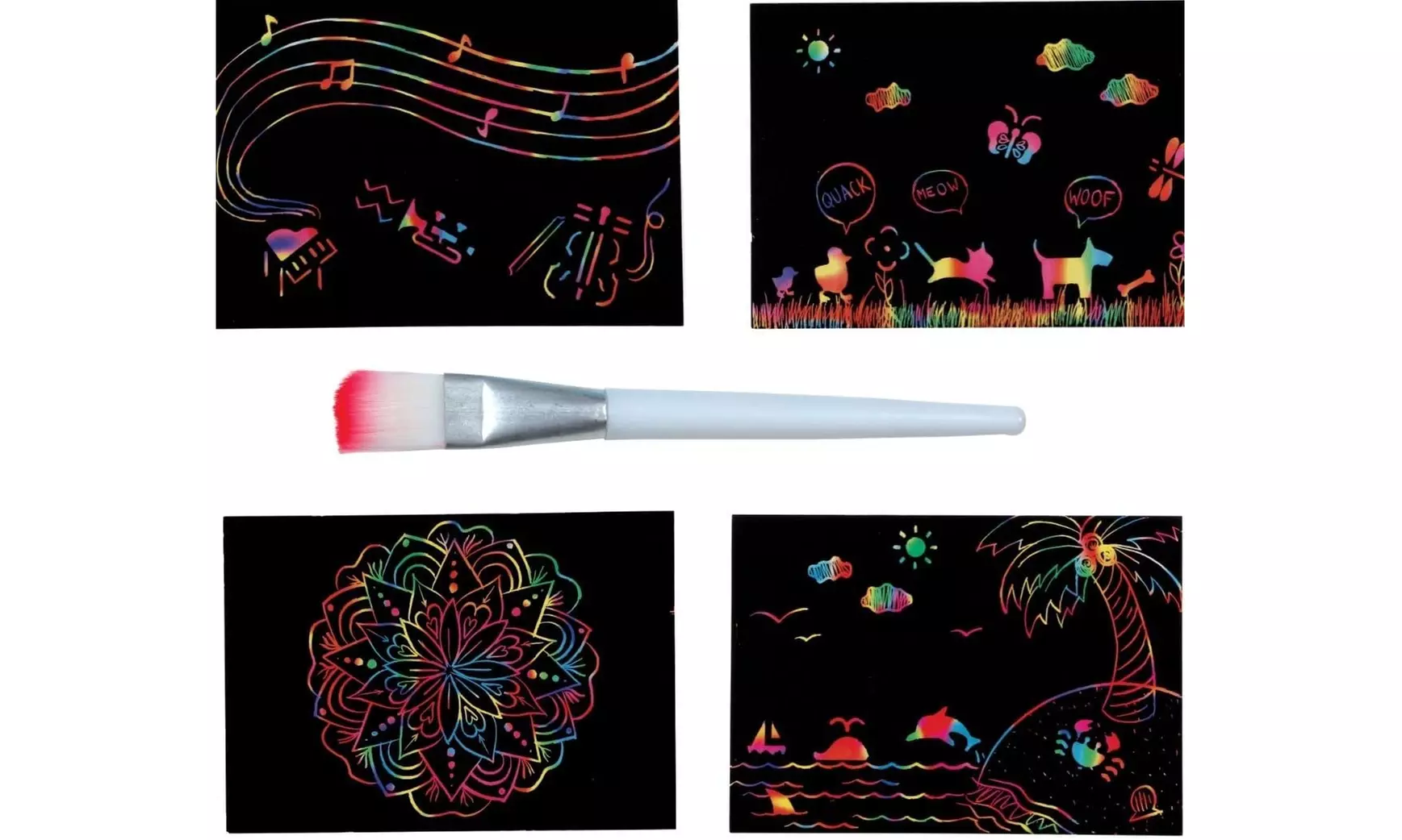 Colorful Scratch Art for Kids 50 Pcs Complete Black Scratch Paper Art Set - Second Medium