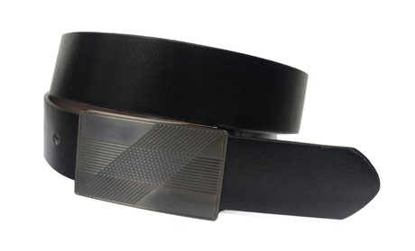 913-BLK/BRN-REV - Men's Casual Black and Brown Reversible Plaque Belt