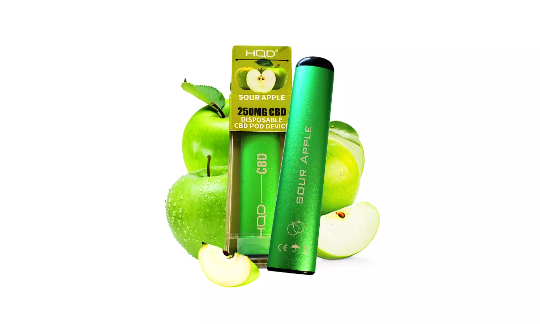 CBD Disposable Sour Apple Vape Pen from HQD - Primary Image