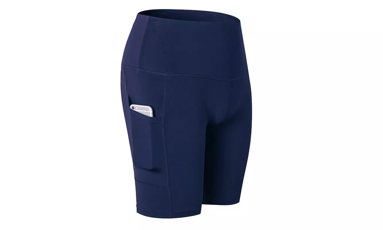 Women's High Waist Biker Shorts  with Phone Pocket