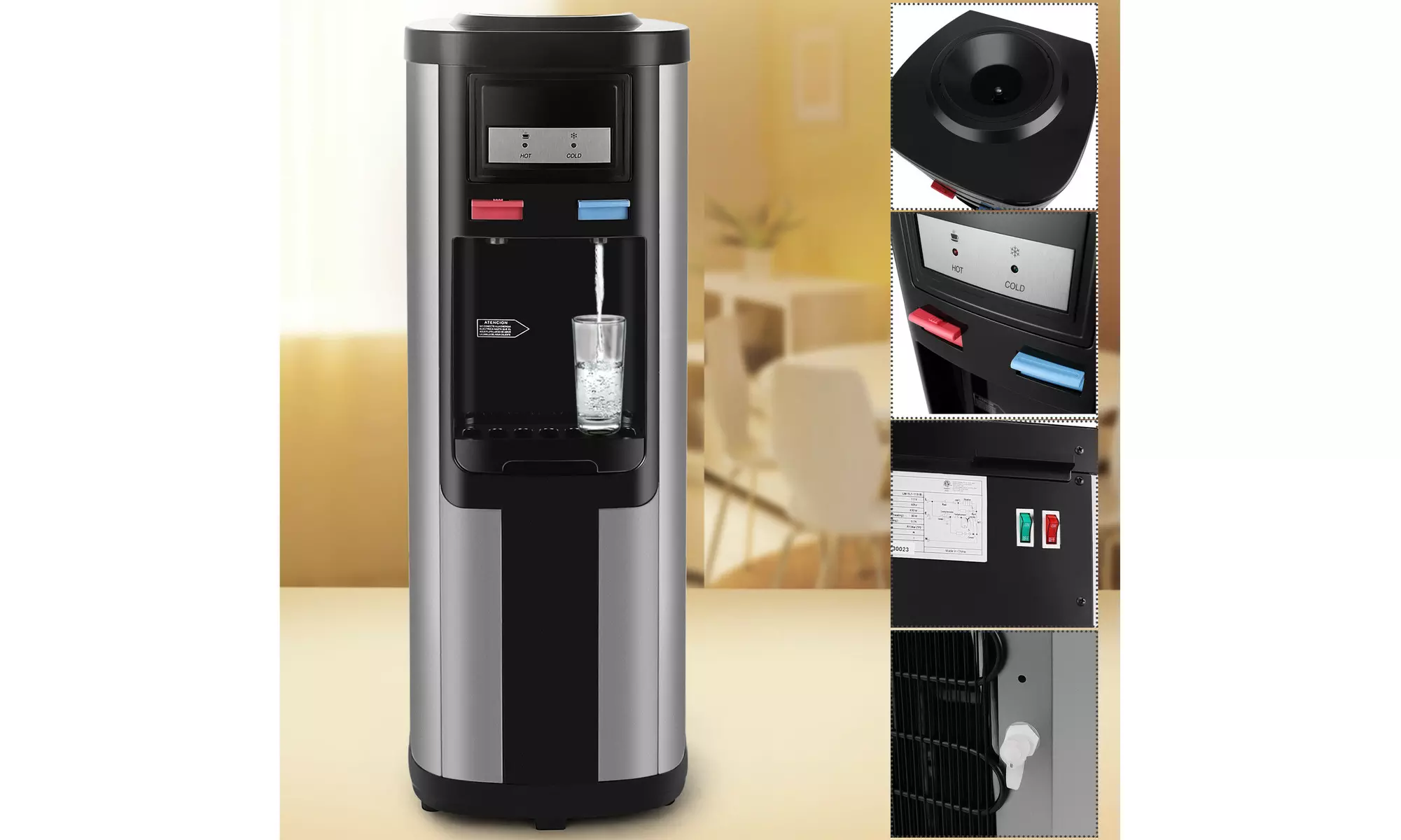 5 Gallon Top Loading Stainless Steel Hot/Cold Water Cooler Dispenser Home Office - Primary Image