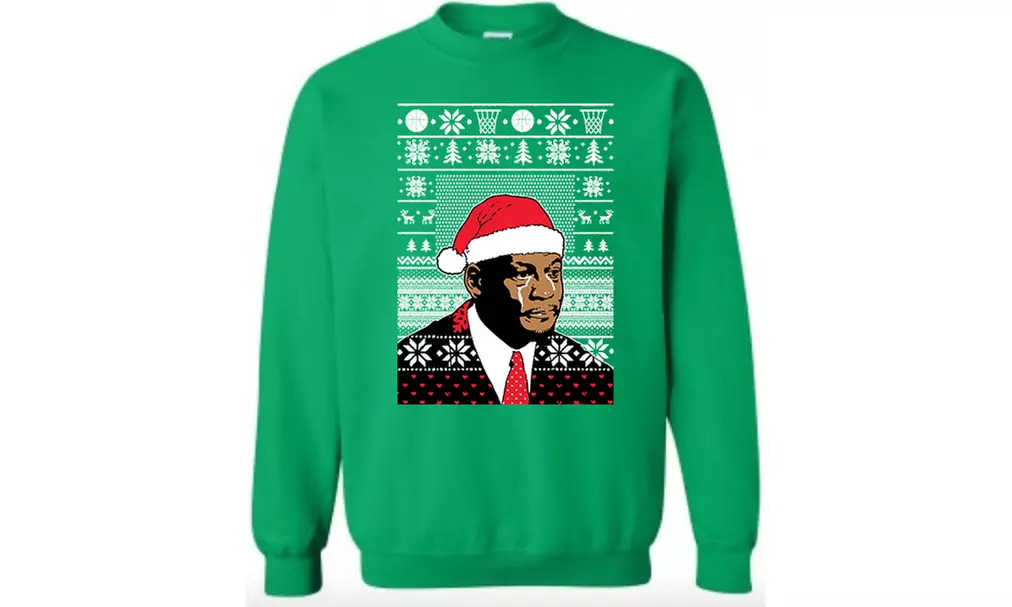 Santa Claus Hat Jordan Crying Meme Basketball Ugly Sweatshirt Christmas Sweater - Second Medium