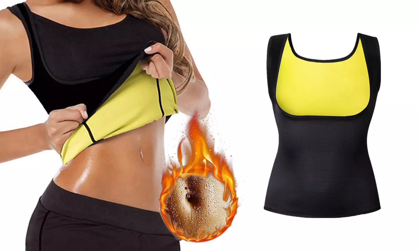 Womem Neoprene Trainer Sauna Sweat Suit Tank Top Vest Corset Waist - Primary Image