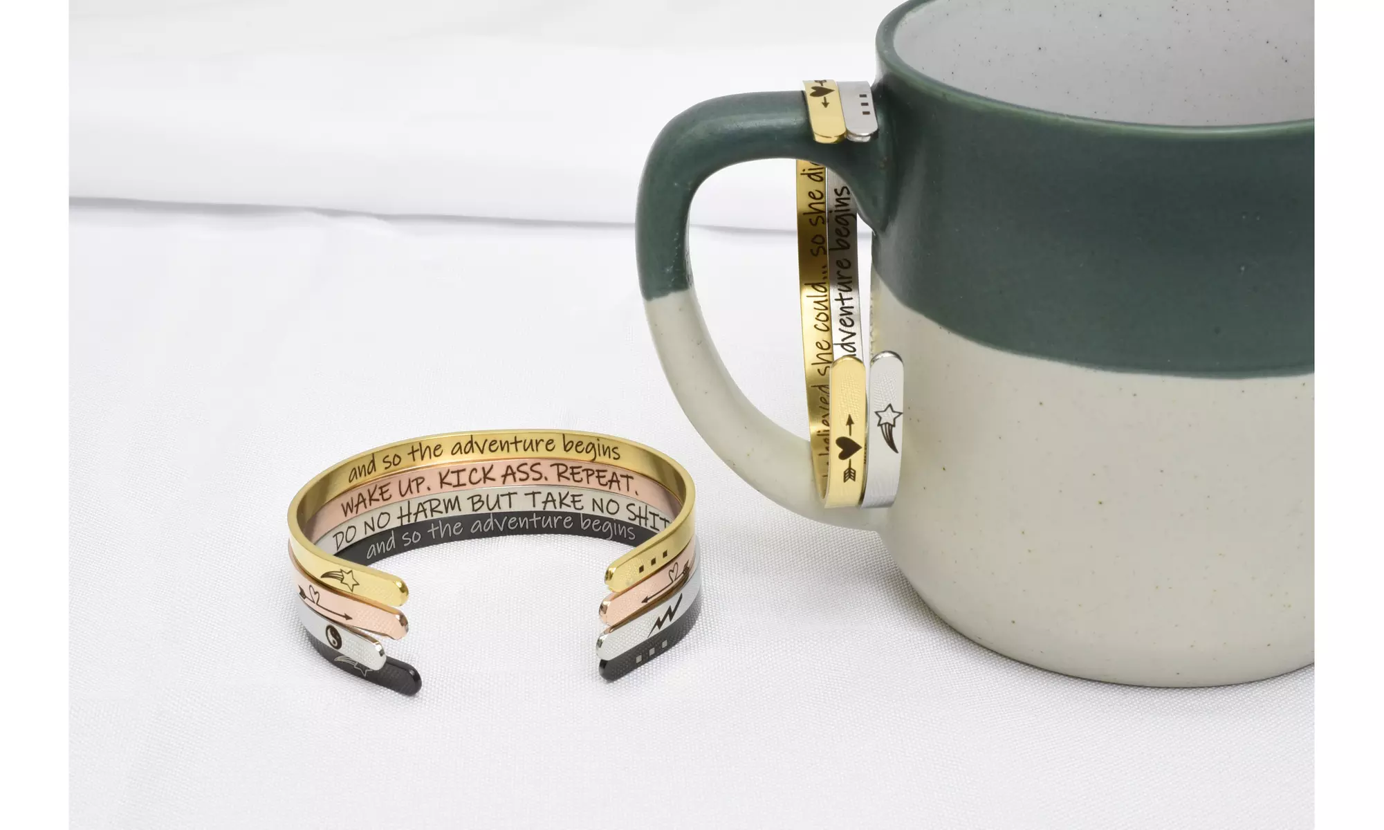 5mm Solid Stainless Steel Stackable Cuff Bracelets By Pink Box - Primary Image
