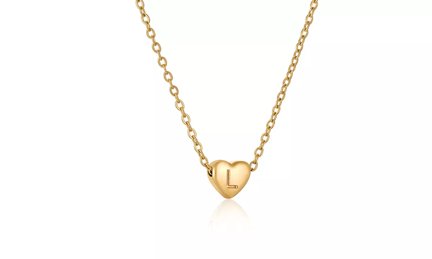 Initial Heart Pendant Necklace Letter Heart Choker Necklace