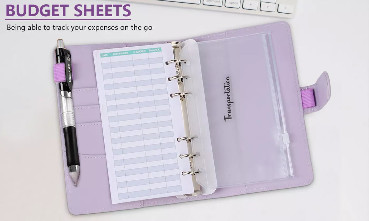 23PCS A6 PU Leather Notebook Binder Set Refillable Budget Savings Planner Binder
