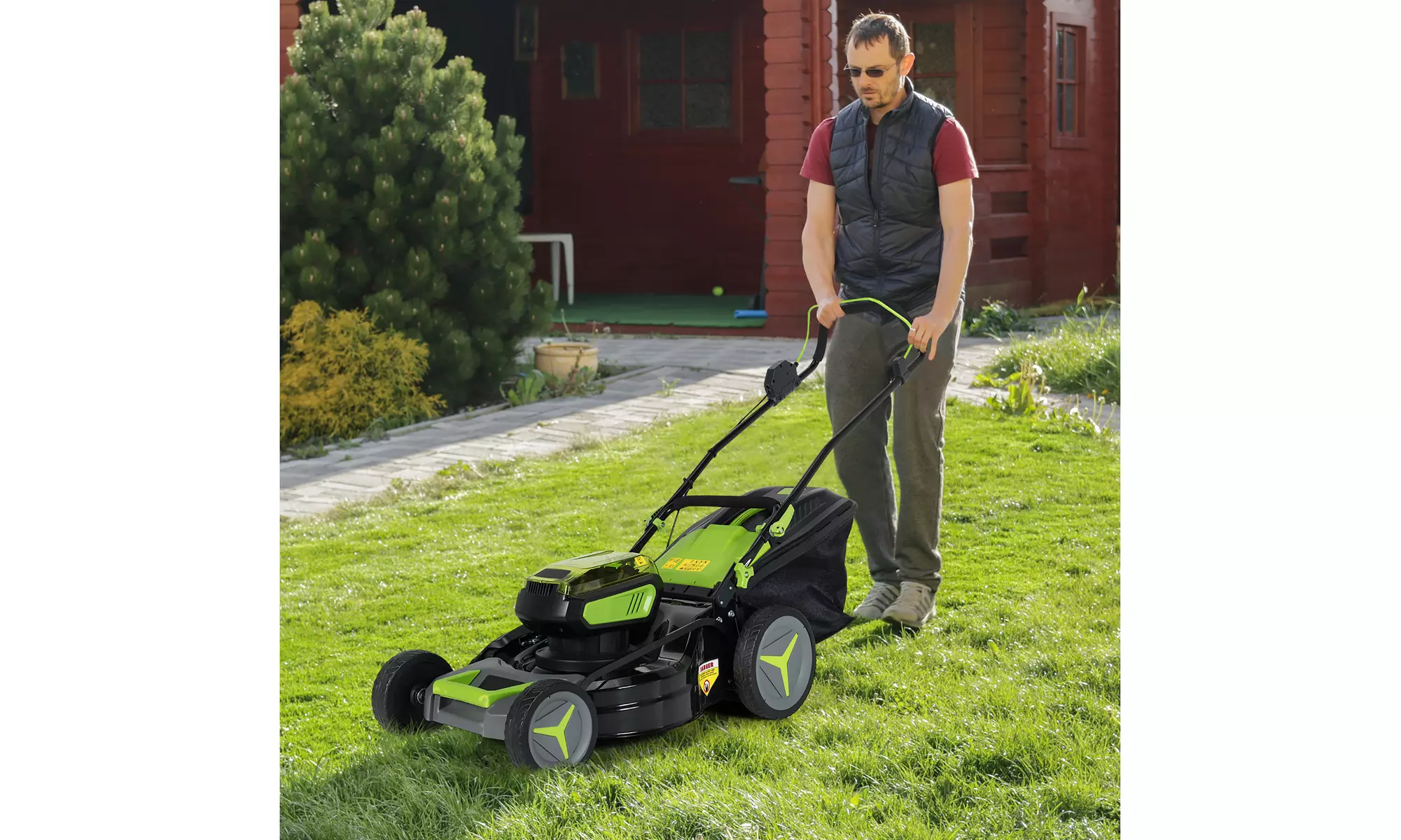 Costway 40V 18'' Brushless Cordless Push Lawn Mower 4.0Ah Batteries 2 Charger - Primary Image