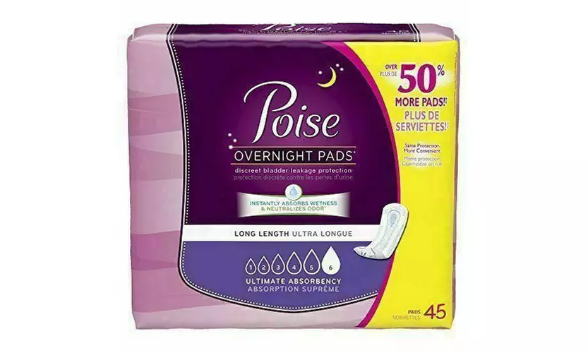 Poise Incontinence Pads, Original Design, Ultimate Absorbency, Long, 45 Count - Primary Image