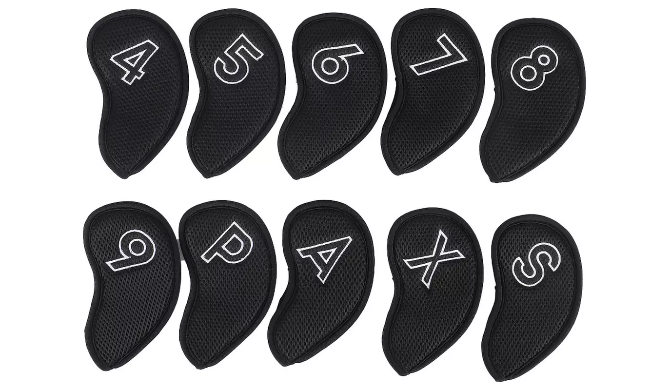 10Pcs/Set Meshy Golf Iron Covers Golf Club Head Cover Fit Most Irons
