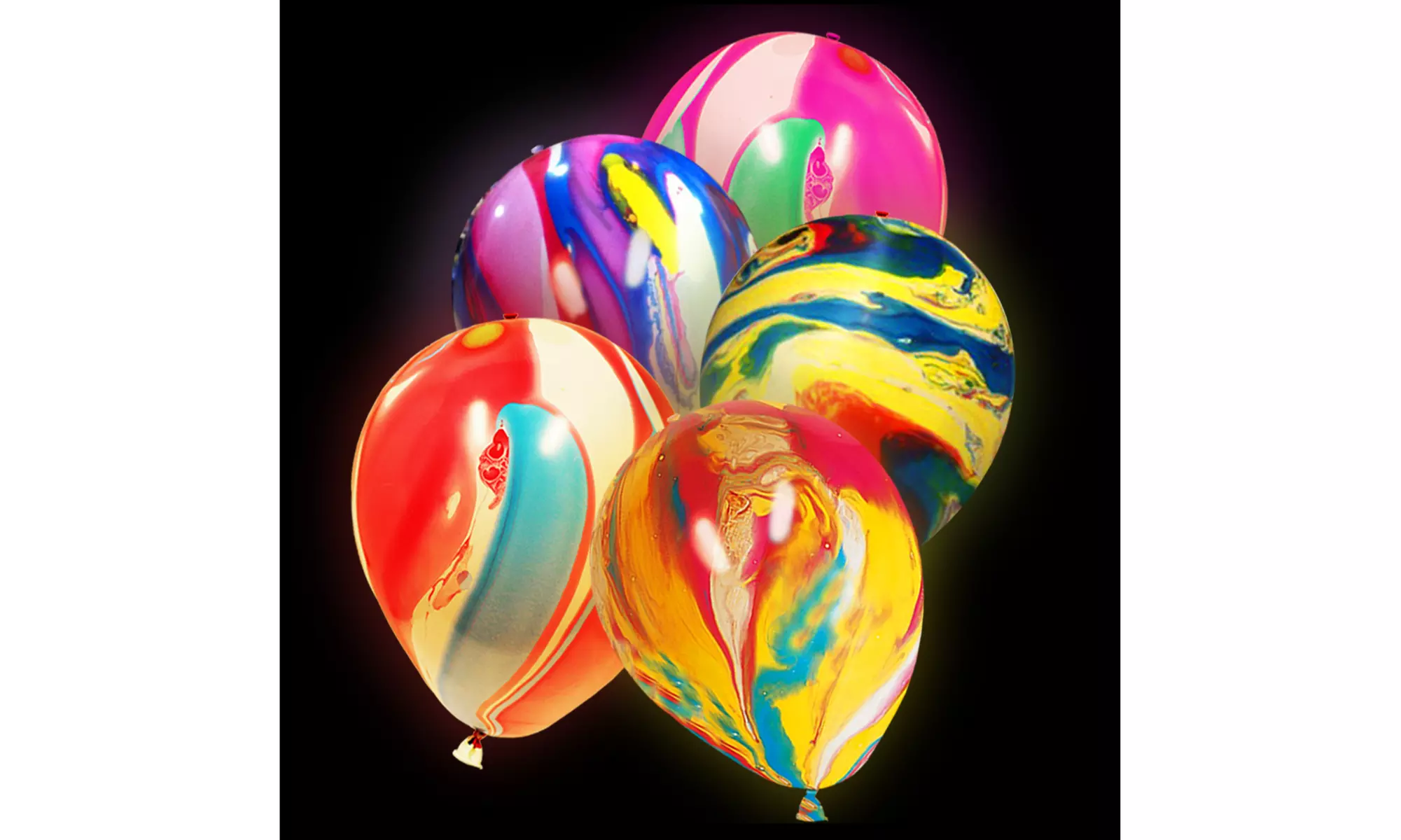 LED Light-Up Balloons Party Favors - Tie Dye Edition (5 Pack) - Second Medium