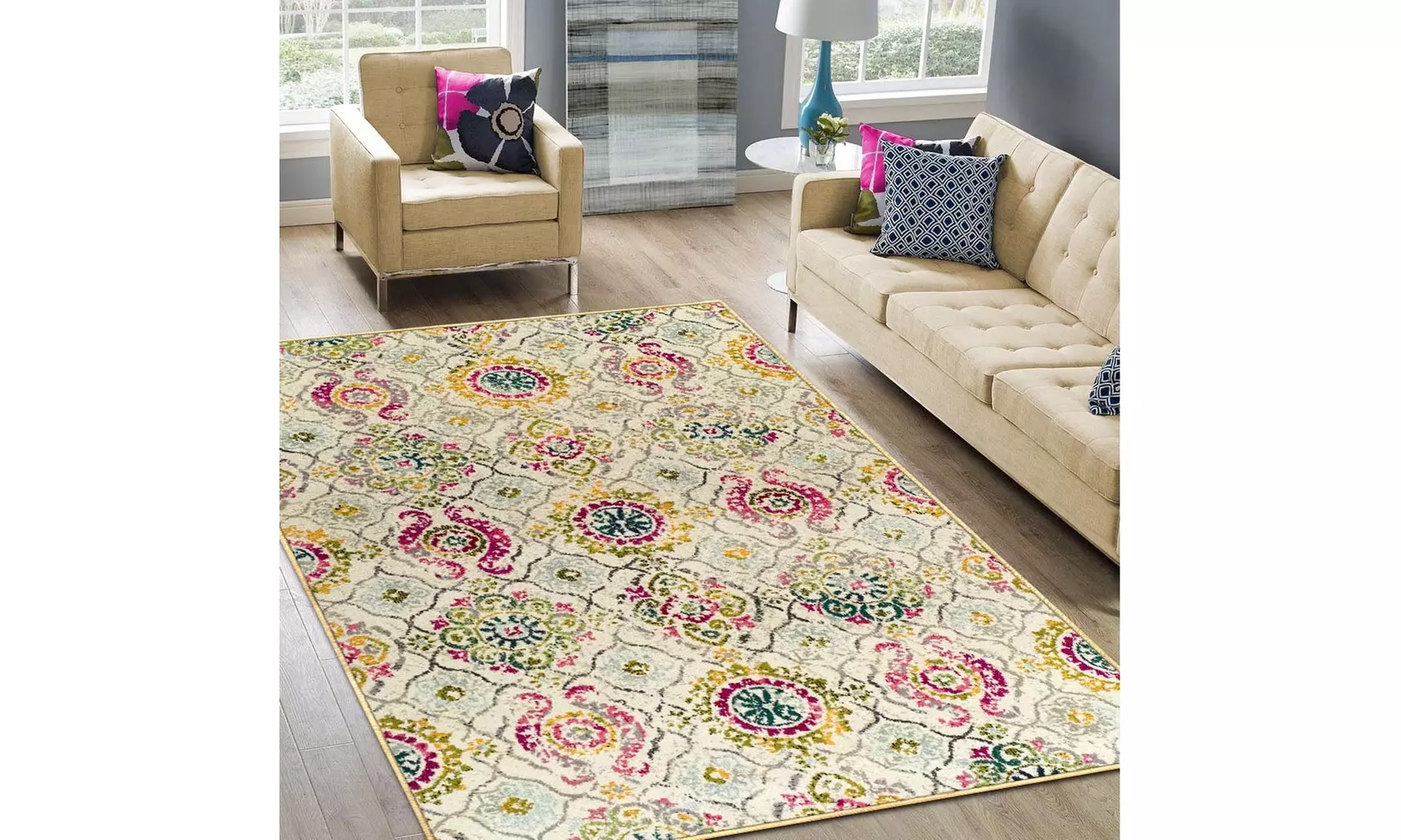 Superior Alyzia Bohemian Medallion Floral Damask Indoor Area Rugs Or Runner Rug - Primary Image