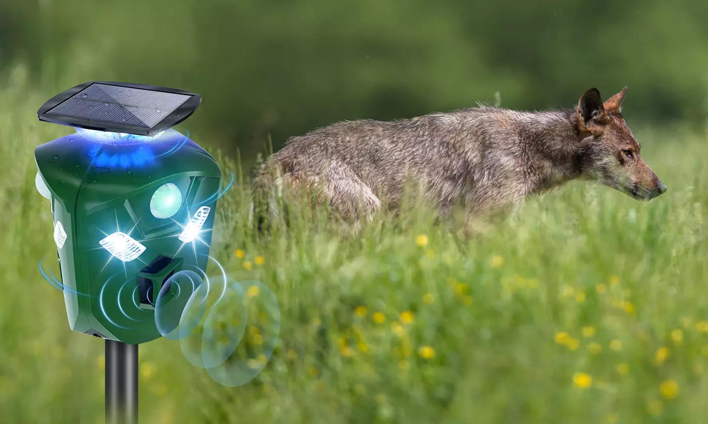 LakeForest 360-Degree Ultrasonic Animal Repeller Pest Deterrent with LED Lights