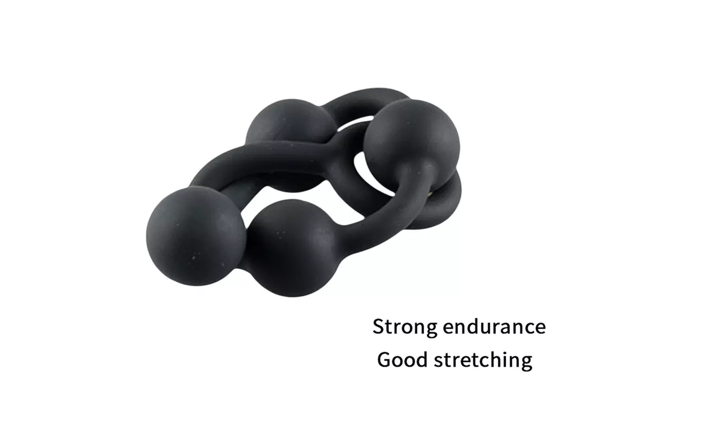Large Silicone 4-Bead Anal Chain Plug with Pull Ring - 3 Sizes