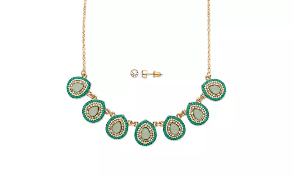 Sim. Aquamarine 14k GP 2-Pc. Set - Primary Image