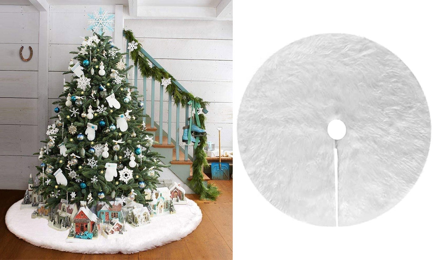 31/35/48 inch White Plush Christmas Tree Skirt for Xmas Tree Party Decorations