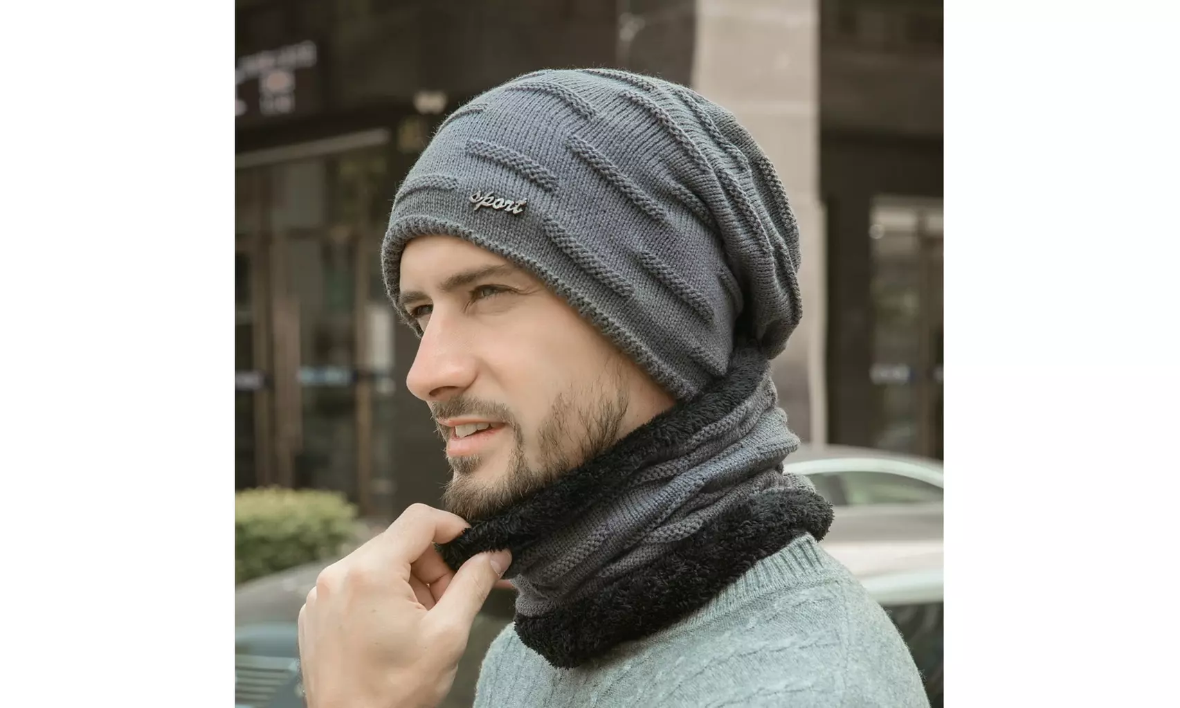 Winter Beanie Hats Scarf Set Warm Knit Hats Skull Cap Winter Hat & Scarf - Primary Image
