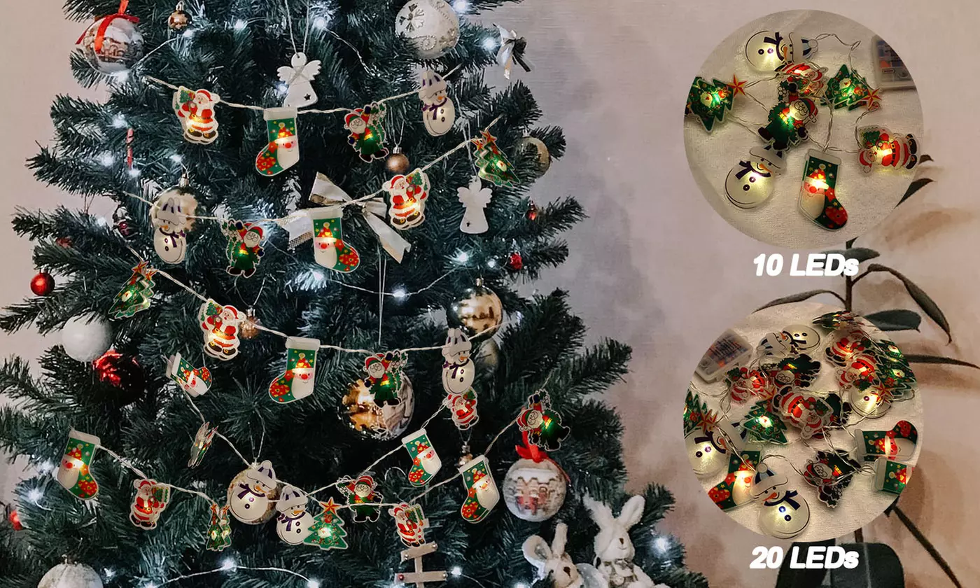 8.2ft Christmas 20 LED String Light Santa Snowman Tree Lights Fairy Decorative