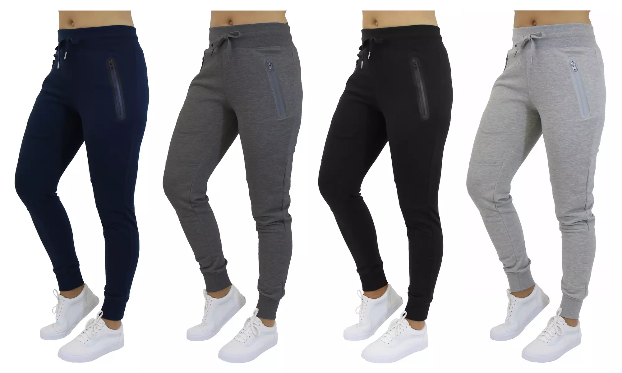 Women's Slim-Fit French Terry Joggers with Zipper Pockets (3-Pack). Plus Sizes Available. - Primary Image