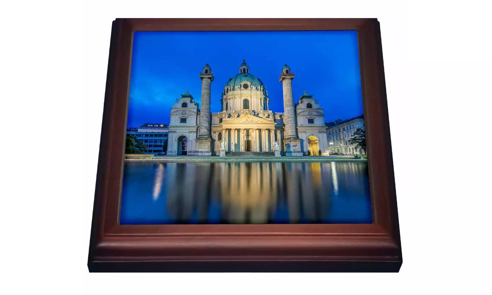  Trivet with Tile Austria Vienna Karskirche St. Charles Church at Dawn. - Primary Image