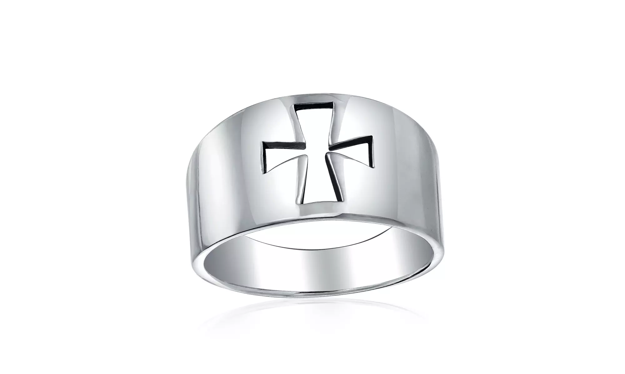Catholic Cross Cut Out Religious Sterling Silver Ring - Primary Image