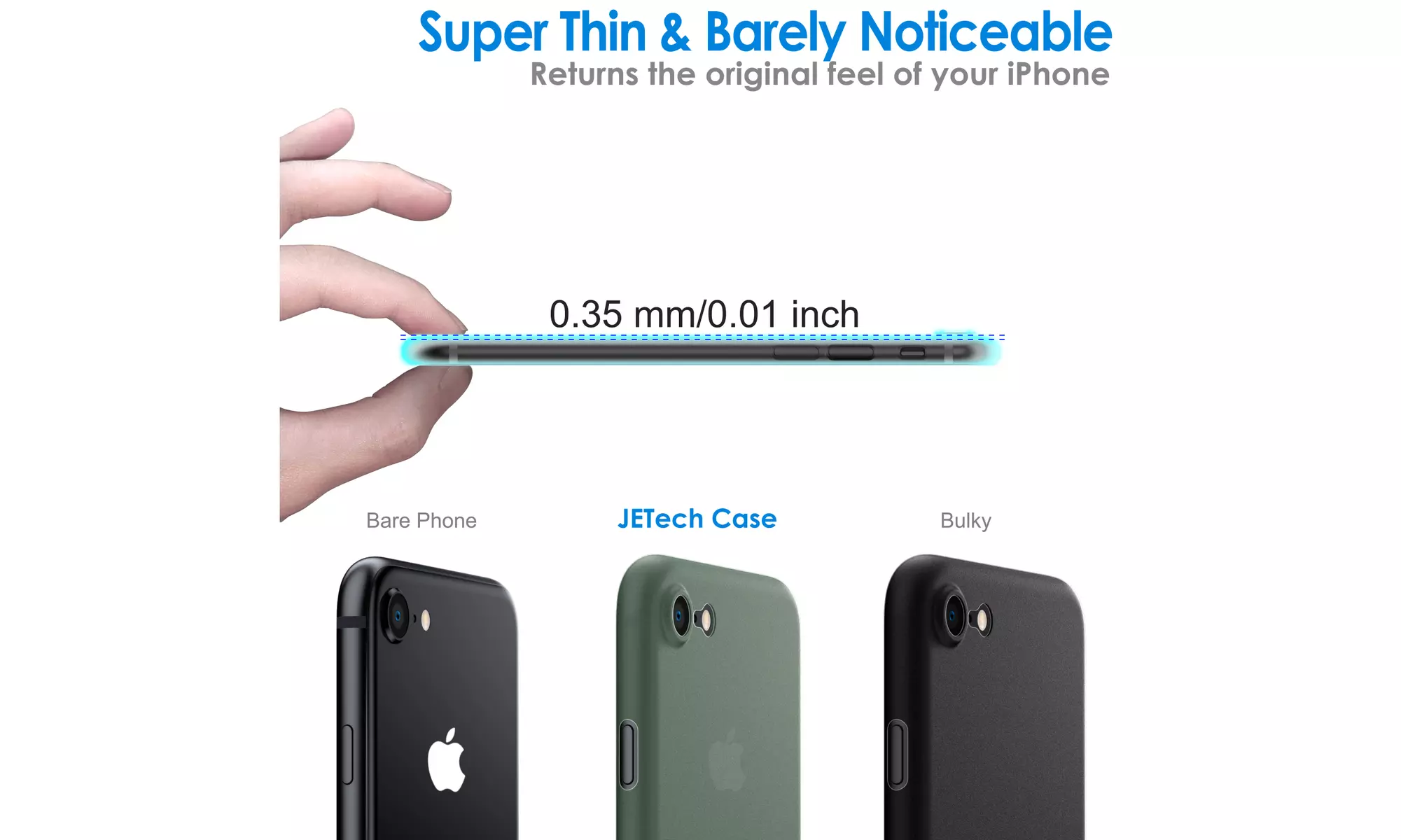 Ultra Slim Matte Hard Case for iPhone 8/7/SE 3/2, Camera Lens Cover Protection