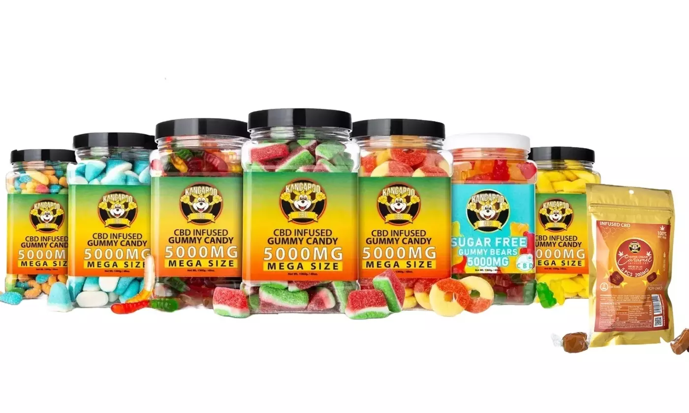 MEGA Size CBD Infused Gummy Jars from Kangaroo (2500MG or 5000MG)